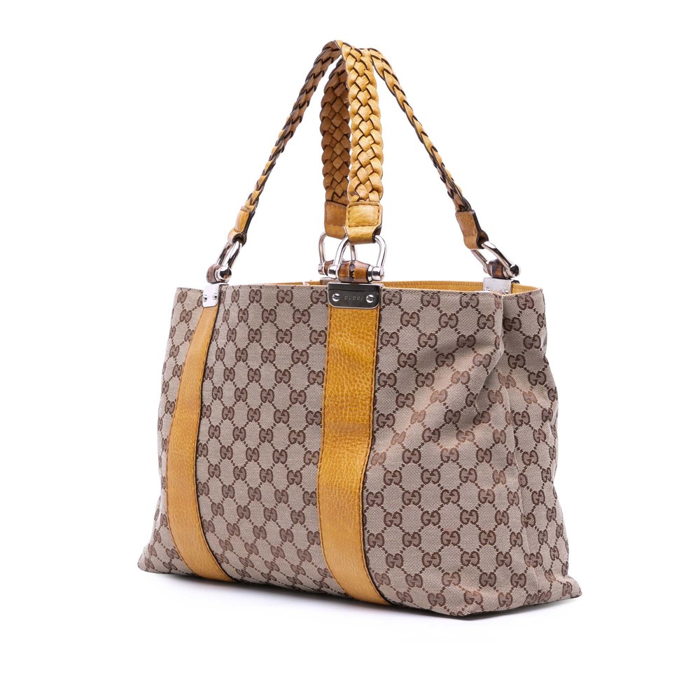 Pre-Loved Gucci Medium GG Canvas Bamboo Libeccio Tote - Picture 2 of 11